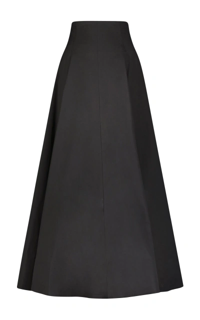Lela Rose High-waisted Cotton Poplin Full Maxi Skirt In Black