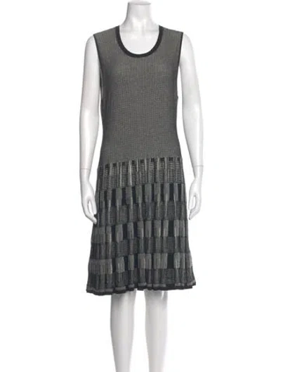 Pre-owned Lela Rose Houndstooth Print Knee-length Dress In Black