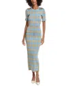 Lela Rose Jacquard Plaid Midi Dress In Blue