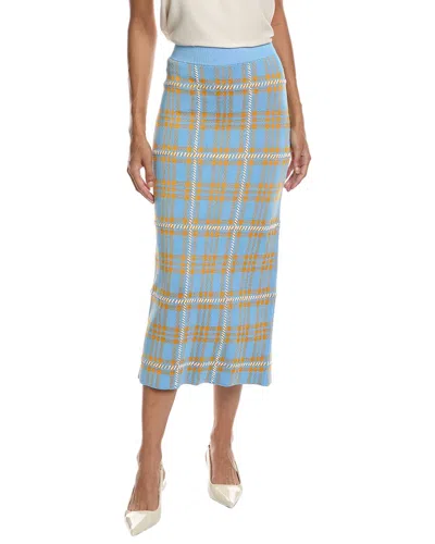 Lela Rose Jacquard Plaid Skirt In Blue