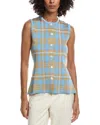 Lela Rose Jacquard Plaid Top In Blue