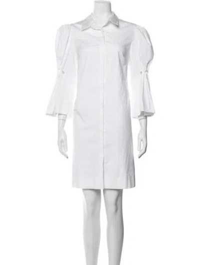 Pre-owned Lela Rose Knee-length Dress In White