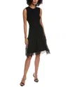 Lela Rose Lace Hem A-line Dress In Black