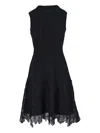 Lela Rose Lace-hem Knitted Mini Dress In Black