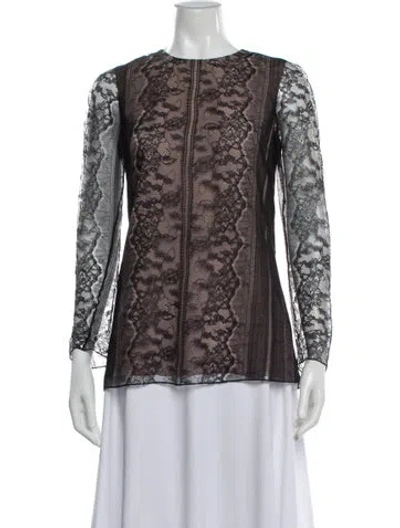 Pre-owned Lela Rose Lace Lace Pattern Top In Black