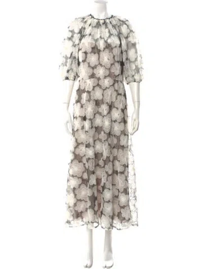 Pre-owned Lela Rose Lace Long Dress In Neutral