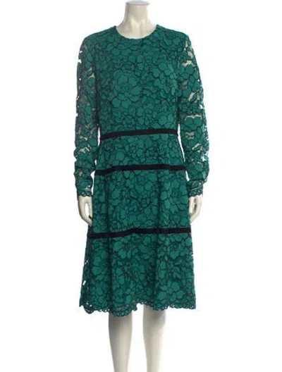 Pre-owned Lela Rose Lace Midi Length Dress In Green
