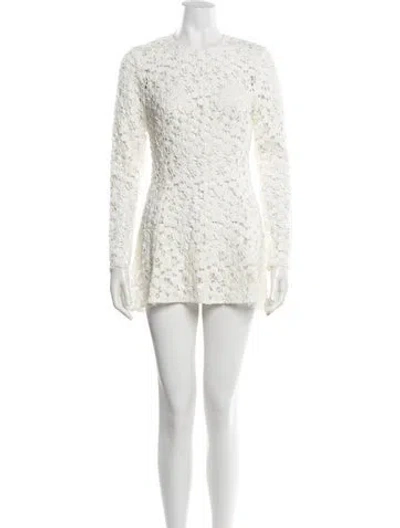 Pre-owned Lela Rose Lace Mini Dress In White