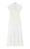 Lela Rose Lace-paneled Cotton Poplin Midi Dress In Ivory