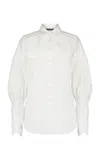 Lela Rose Lace-paneled Cotton Poplin Shirt In Ivory