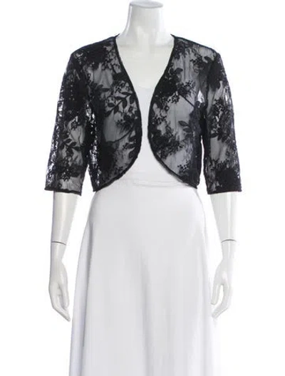 Pre-owned Lela Rose Lace Pattern Bolero In Black