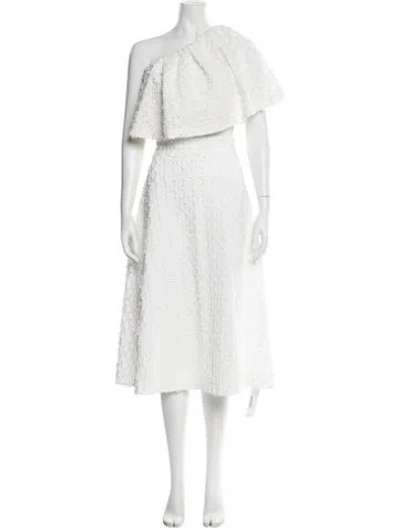 Pre-owned Lela Rose Lace Pattern Crochet Trim Skirt Set In White