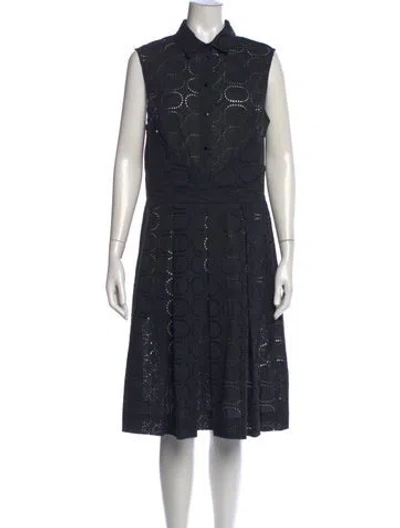 Pre-owned Lela Rose Lace Pattern Knee-length Dress In Black