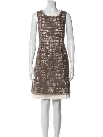 Pre-owned Lela Rose Lace Pattern Knee-length Dress In Brown