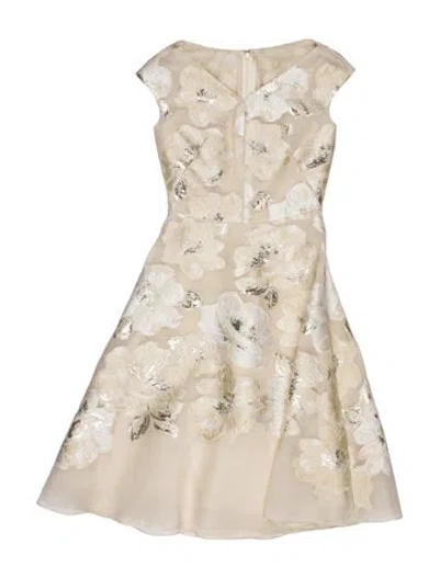 Pre-owned Lela Rose Lace Pattern Knee-length Dress In Gold