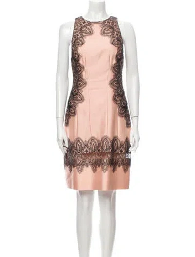 Pre-owned Lela Rose Lace Pattern Knee-length Dress In Pink