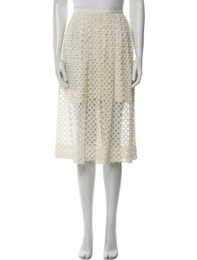 Pre-owned Lela Rose Lace Pattern Knee-length Skirt In Neutral