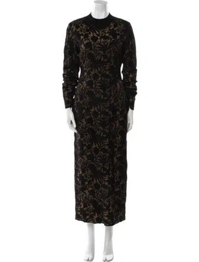 Pre-owned Lela Rose Lace Pattern Long Dress W/ Tags In Black