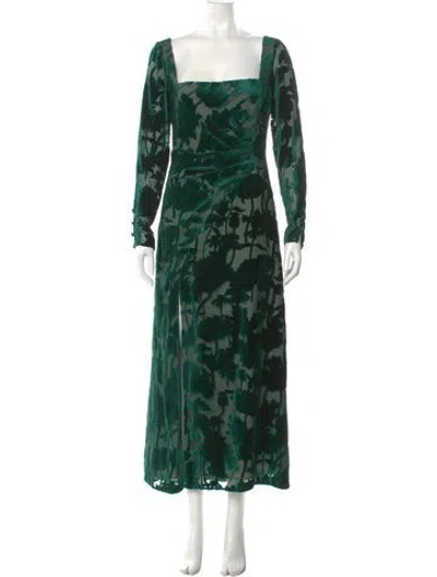 Pre-owned Lela Rose Lace Pattern Long Dress W/ Tags In Green