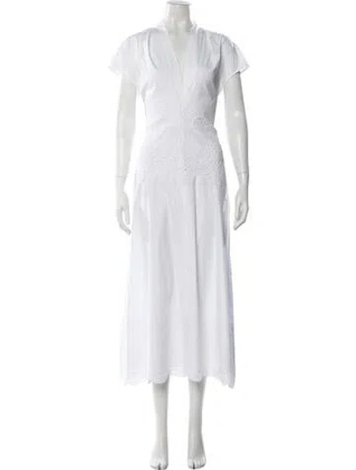 Pre-owned Lela Rose Lace Pattern Long Dress In White
