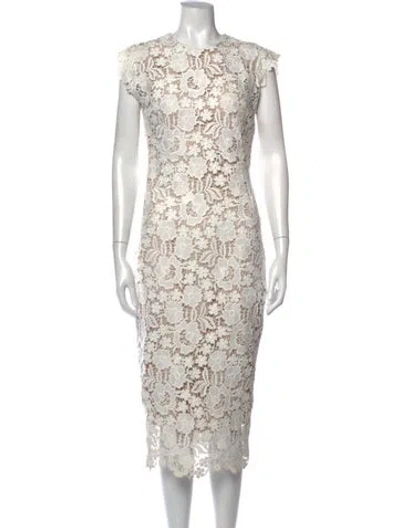 Pre-owned Lela Rose Lace Pattern Midi Length Dress In Multi