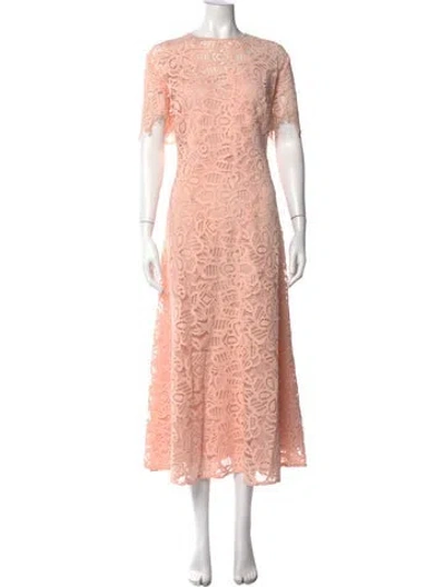 Pre-owned Lela Rose Lace Pattern Midi Length Dress In Pink