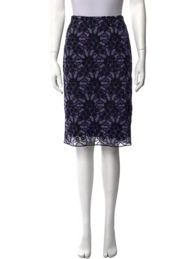 Pre-owned Lela Rose Lace Pattern Midi Length Skirt In Purple