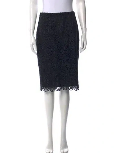 Pre-owned Lela Rose Lace Pattern Midi Length Skirt W/ Tags In Black