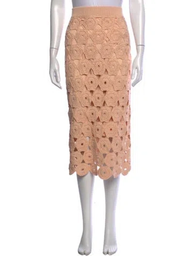 Pre-owned Lela Rose Lace Pattern Midi Length Skirt W/ Tags In Pink
