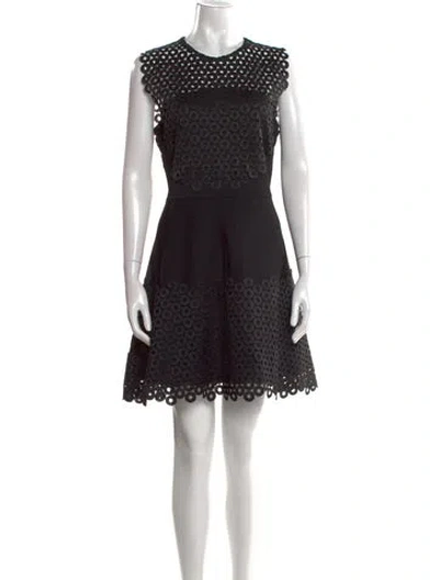 Pre-owned Lela Rose Lace Pattern Mini Dress In Black