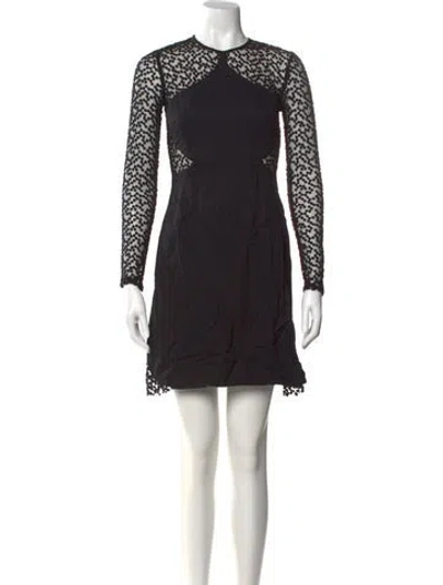 Pre-owned Lela Rose Lace Pattern Mini Dress In Black