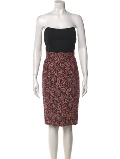 Pre-owned Lela Rose Lace Pattern Mini Dress In Black