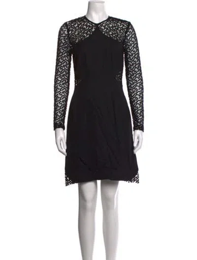 Pre-owned Lela Rose Lace Pattern Mini Dress In Black