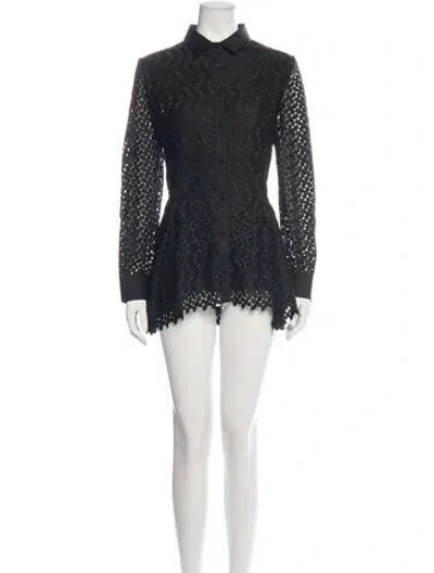 Pre-owned Lela Rose Lace Pattern Mini Dress In Black
