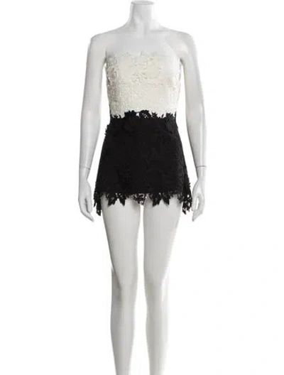 Pre-owned Lela Rose Lace Pattern Mini Dress In Black