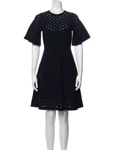 Pre-owned Lela Rose Lace Pattern Mini Dress In Blue