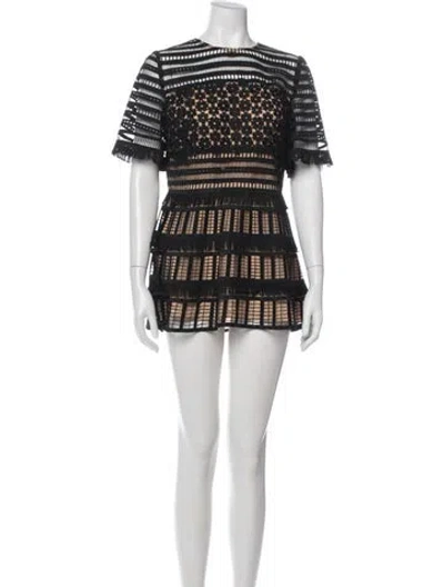 Pre-owned Lela Rose Lace Pattern Mini Dress In Multi