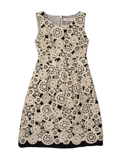 Pre-owned Lela Rose Lace Pattern Mini Dress In Neutral