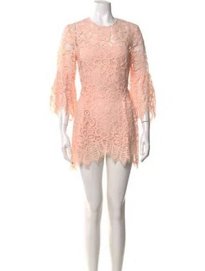 Pre-owned Lela Rose Lace Pattern Mini Dress In Orange