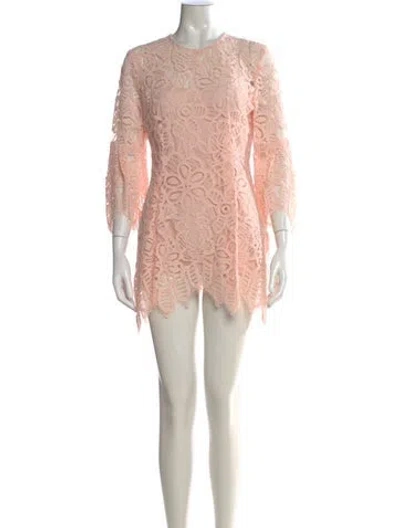 Pre-owned Lela Rose Lace Pattern Mini Dress In Pink