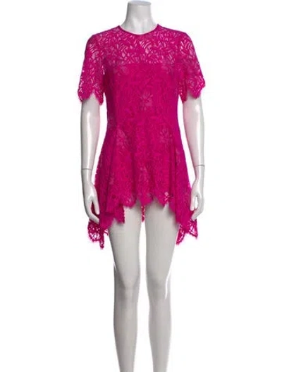 Pre-owned Lela Rose Lace Pattern Mini Dress In Pink