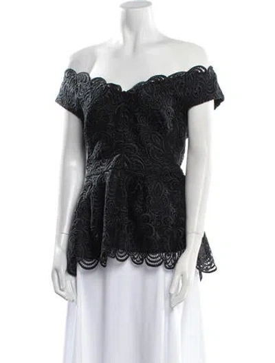 Pre-owned Lela Rose Lace Pattern Mini Dress W/ Tags In Black