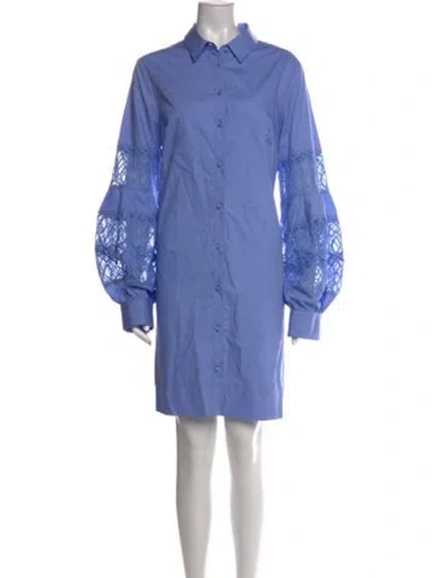 Pre-owned Lela Rose Lace Pattern Mini Dress W/ Tags In Blue