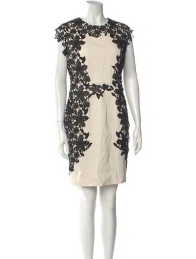 Pre-owned Lela Rose Lace Pattern Mini Dress In White