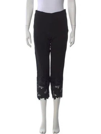 Pre-owned Lela Rose Lace Pattern Straight Leg Pants In Black