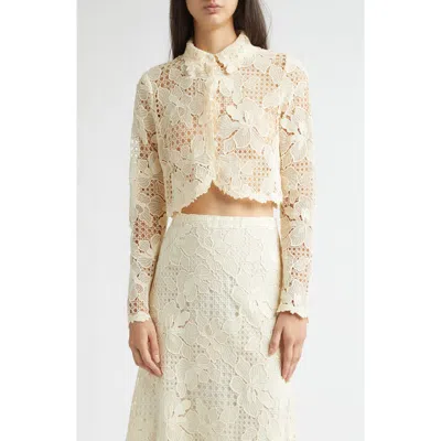 Lela Rose Lattice Guipure Lace Jacket In Neutral