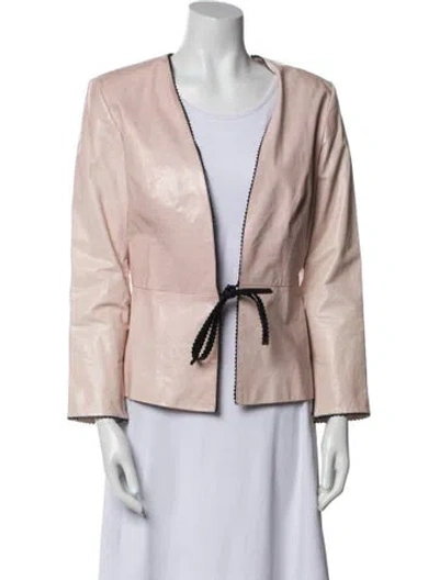 Pre-owned Lela Rose Leather Evening Jacket In Pink