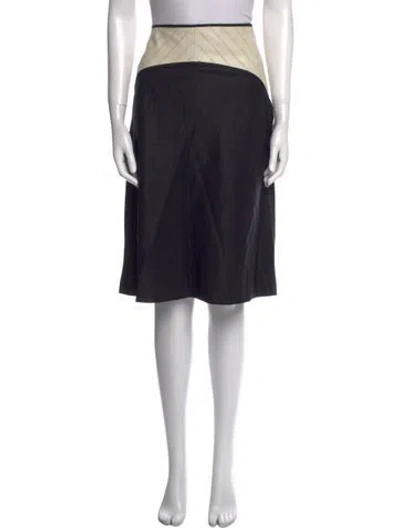 Pre-owned Lela Rose Leather Knee-length Skirt In Black