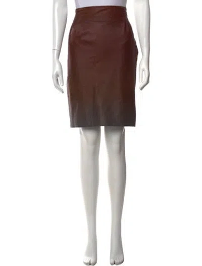 Pre-owned Lela Rose Leather Knee-length Skirt In Brown