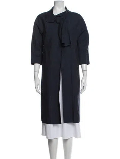 Pre-owned Lela Rose Linen Coat In Blue